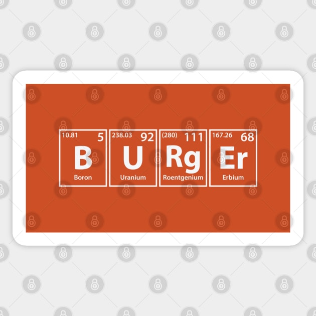 Burger (B-U-Rg-Er) Periodic Elements Spelling Sticker by cerebrands